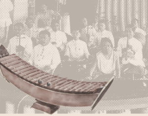 a musical instrument with people in the background